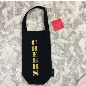Kate spade Cheers wine tote holder black gold